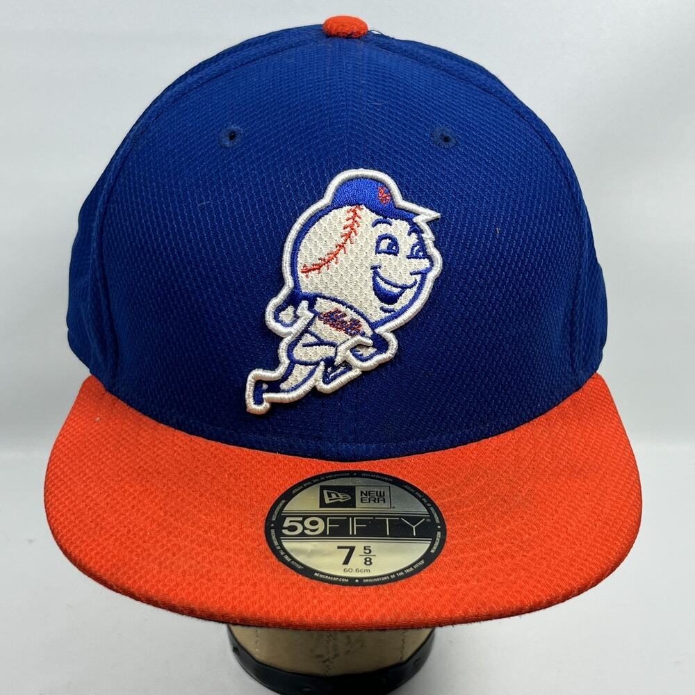 NEW YORK METS Hat Mens 7 5/8 NEW ERA 59Fifty Diamond Fitted MLB Cap Blue